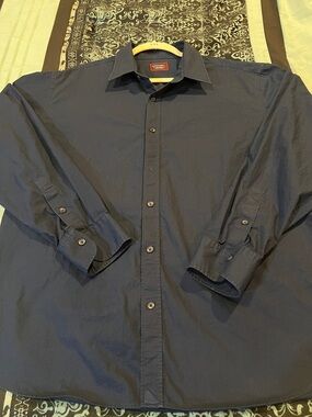 UNTUCKit Men's Dark Navy Long-Sleeve Button-Up Dress Shirt